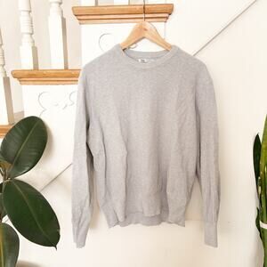 Zara Gray Ribbed Knit Sweater Crewneck Lightweight Minimalist Basic Top Size M